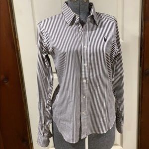 Ralph Lauren striped brown and white shirt.